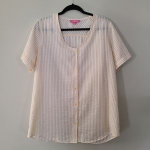 Woman Within Yellow Seersucker Blouse L